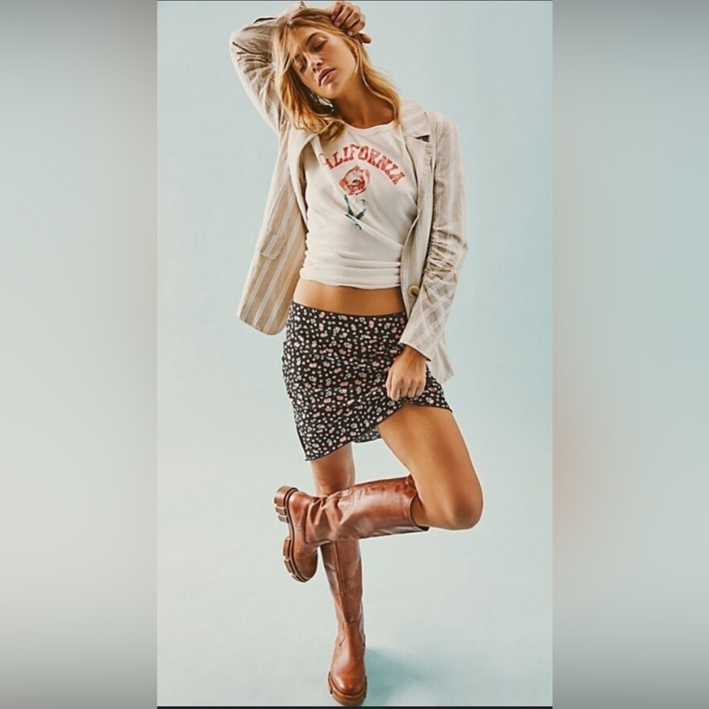 Free People Floral Slip Skirt